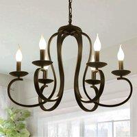 Elegant Vintage 6-Light French Chandelier in Black Candle-Style Frame