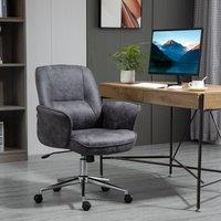 VINSETTO Swivel Computer Office Chair Mid Back Desk Chair Home Study Bedroom in Light Grey