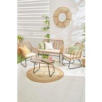 Neo 4 Piece Wicker Bamboo Style Garden Sofa, Table & Chairs Set in Natural