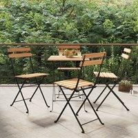 Berkfield Home Folding Bistro Chairs 4 pcs Solid Wood Teak & Steel in Brown