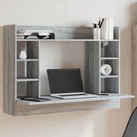 Berkfield Home Wall-Mounted Desk Grey Sonoma 105x48x75 cm Engineered Wood | Size: 105 x 48 x 75 cm