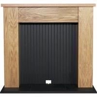 Adam Fires & Fireplaces Adam New England Stove Fireplace in Oak & Black, 48 Inch in Light Oak