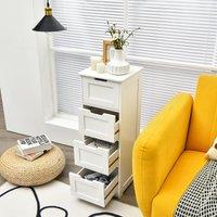 Costway Bathroom Storage Cabinet Freestanding Storage Organizer Side Table in White