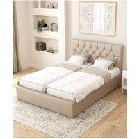 Aspire Olivier Electric Adjustable Bed Upholstered in Eire Linen Fabric with Pocket Sprung Mattress UK Made in Natural | Size: Double