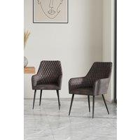 More4Homes Set Of 2 Ella Technology Fabric Dining Chair in Brown