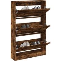 Shoe Cabinet Smoked Oak 80x21x125.5 cm Engineered Wood