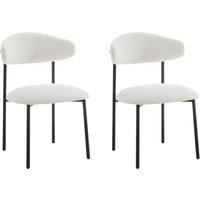 Home Detail Emerson Boucle Dining Chair Set of 2, White | Size: 2 Pack