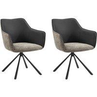 Home Detail Lisbon Fabric Swivel Dining Chair Set of 2, Grey/Beige in Beige | Size: 2 Pack