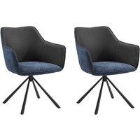 Home Detail Lisbon Fabric Swivel Dining Chair Set of 2, Grey/Beige in Blue | Size: 2 Pack