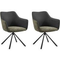 Home Detail Lisbon Fabric Swivel Dining Chair Set of 2, Grey/Beige in Green | Size: 2 Pack