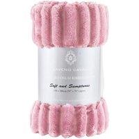 GAVENO CAVAILIA Osum Ribbed Throw in Pink | Size: 200 cm x 240 cm