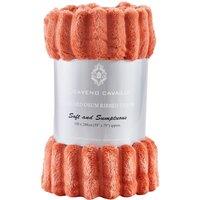 GAVENO CAVAILIA Osum Ribbed Throw in Burnt Orange | Size: 200 cm x 240 cm