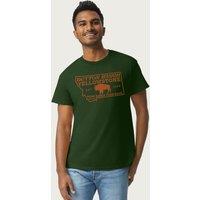 Yellowstone Men's Dutton Ranch Montana State Outline T-Shirt in Bottle Green | Size: Small