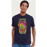 One Piece Men's I Survived Party's Bar Foosha Village Anime T-Shirt in Navy | Size: 2XL