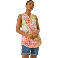 Roman Women's Burnout Leaf Print Vest Top in Orange | Size: 12