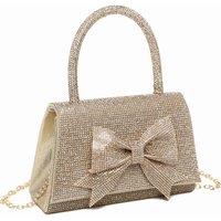 Fontanella Fashion Women's Regel Statment Diamante Bow Envelope Style Top-Handle Evening Bag in Gold