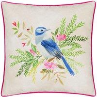 Evans Lichfield Daisy Hill Bluebird Printed Cushion in Pink | Size: 45 cm x 45 cm