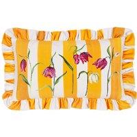 Wylder Nature Marais Fritillaries Printed Chenille Cushion in Yellow | Size: 30 cm x 50 cm