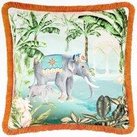 Paoletti Odisha Scene Printed Velvet Cushion | Size: 50 cm x 50 cm