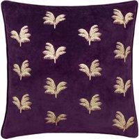 Paoletti Guilded Palms Embroidered Cushion in Plum | Size: 45 cm x 45 cm