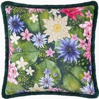Paoletti Marjoelle Flowers Printed Velvet Cushion | Size: 50 cm x 50 cm