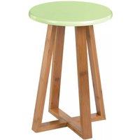 Orsina Stable Blue & Natural Bamboo Round Stool, Industrial Bar Stool For Breakfast, Robust Breakfast Stool in Green