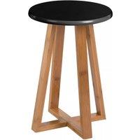 Orsina Stable Blue & Natural Bamboo Round Stool, Industrial Bar Stool For Breakfast, Robust Breakfast Stool in Black
