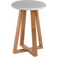 Orsina Stable Blue & Natural Bamboo Round Stool, Industrial Bar Stool For Breakfast, Robust Breakfast Stool in Grey