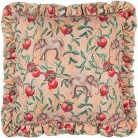 Wylder Tropics Okara Elephant Printed Ruffle Cushion in Peach | Size: 50 cm x 50 cm