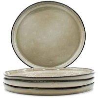 Scandi Home Set of 4 20cm Oslo Oatmeal Reactive Glaze Ceramic Side Plates in Beige