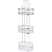 LIVIVO 3 Tier Floor Standing Bathroom Caddy Chrome Shower Organiser Storage Rack Freestanding No Assembly in Metallic Silver