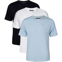 French Connection Men's 3 Pack Cotton Crew Neck Short Sleeve T-Shirts in Blue | Size: XL