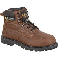 Grafters Men's Crazy Horse Leather Safety Boots in Brown | Size: 14