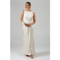 Coast Women's Asymmetric Back Detail Satin Bridesmaid Dress in Champagne | Size: 12
