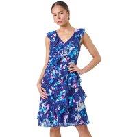 Petite Abstract Print Ruffle Shift Dress