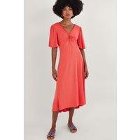 Monsoon Women's Jersey Pom-Pom Trim Keyhole Detail Dress Pink | Size: Large