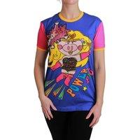 Dolce & Gabbana Women's Power Pig T-Shirt Short Sleeve Relaxed Fit in Blue | Size: 44