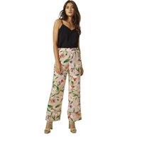 Liquorish Women's Floral Print Green Piping Trousers | Size: 10