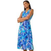 Floral Print Wrap Chiffon Midi Dress