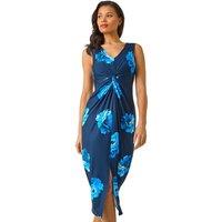 Abstract Printed Gathered Wrap Dress