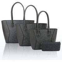 Fontanella Fashion Women's Squisita Elegant 4in1 PU Leather Handbag x Tote bag with Purse in Dark Grey