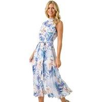 Petite Floral Pleated Halter Neck Midi Dress