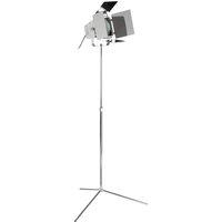 Orsina Theatre-Style Tripod Floor Standing Lamp, Black & Chrome Lamp With Adjustable Brackets, Standard Floor Lamp in Silver