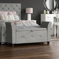 Home Discount Vida Designs Seville Storage Ottoman Velvet Fabric UKFR Furniture in Grey