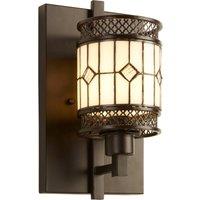 Orsina Diamond Deco Wall Light, Tiffany Style Glass Shade with Brown Tones, Art Nouveau Diamond Design