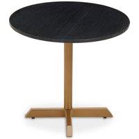 Orsina Black Marble Top Round Table, Round Minimalist Side Table With Gold Finish Cross Base, Accent Table