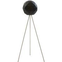 Orsina Metallic Silver Finish Floor Lamp, Gold Inner Shade With Geometric Steel Design, Tripod Standing Lamp in Black