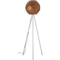 Orsina Metallic Silver Finish Floor Lamp, Gold Inner Shade With Geometric Steel Design, Tripod Standing Lamp in Brown
