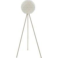 Orsina Metallic Silver Finish Floor Lamp, Gold Inner Shade With Geometric Steel Design, Tripod Standing Lamp in White