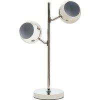 Orsina Chrome Table Lamp With Dual Metal Dome Shades, Adjustable Arched Twin Light Table Lamp, Chrome Finish Lamp in Silver
